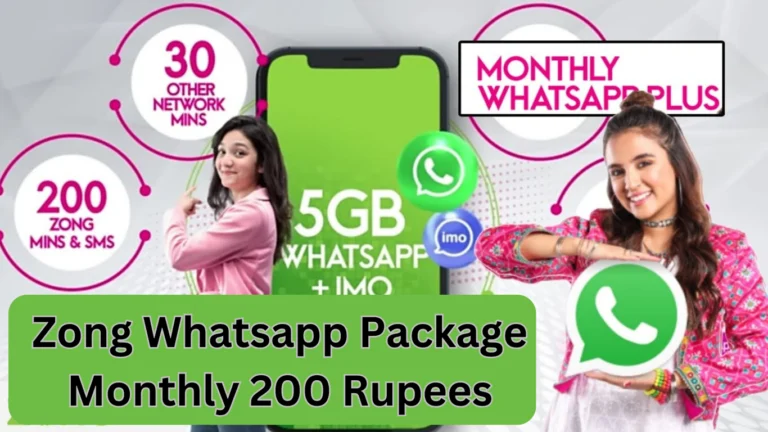 Zong Whatsapp Package Monthly 200 rupees